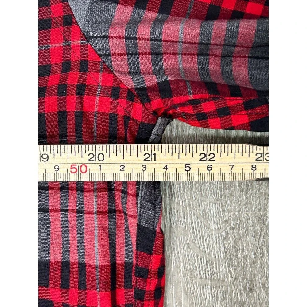 J.Crew Men's Tailored Plaid Button-Up Shirt Red Long Sleeve  100% Cotton  Size M